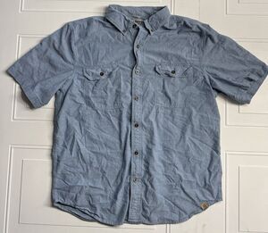 Carhartt Men's Size XL Short Sleeve Button Down Shirt Blue Relaxed Fit Denim